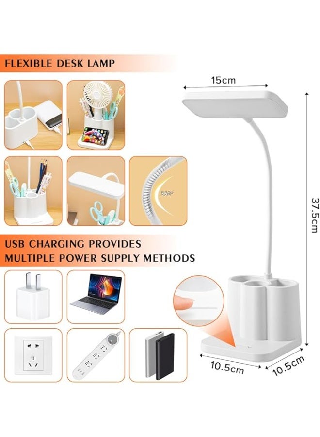 آر بي زد هوم تك مصباح مكتبي LED مع حامل أقلام، 3 إعدادات لدرجة حرارة اللون، حامل هاتف، أبيض، 4500 كلفن ضوء طبيعي، 6000 كلفن ضوء أبيض، 3000 كلفن ضوء دافئ - Image 4